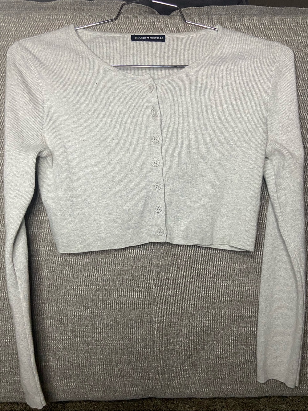 Brandy Melville Light Gray Athelia Knit Top Cardigan— LIKE NEW!